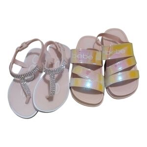 bebe Toddler Girls Sandal Iridescent Logo Slide